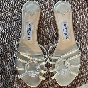 Jimmy Choo Gold Slides